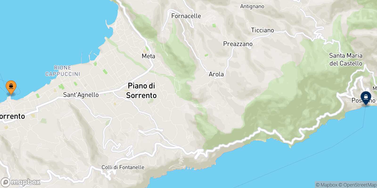 Mapa de la ruta Castellammare Positano