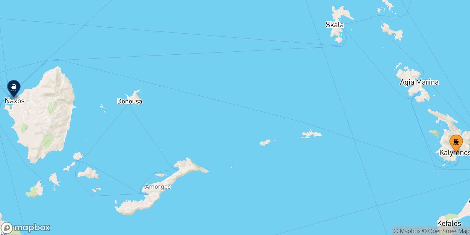 Mapa de la ruta Kalymnos Naxos