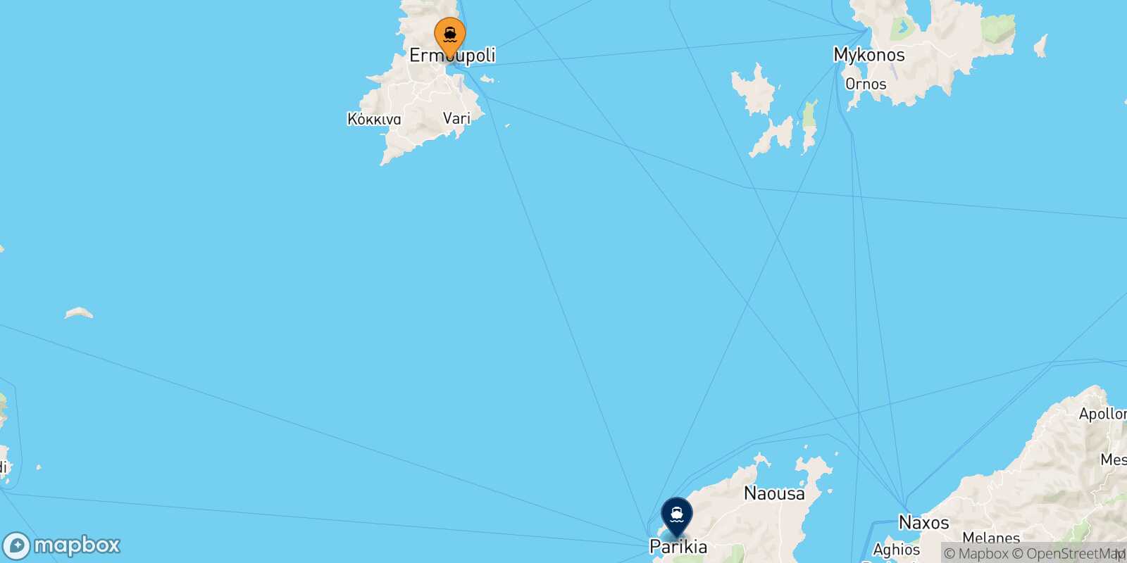 Mapa de la ruta Syros Paros