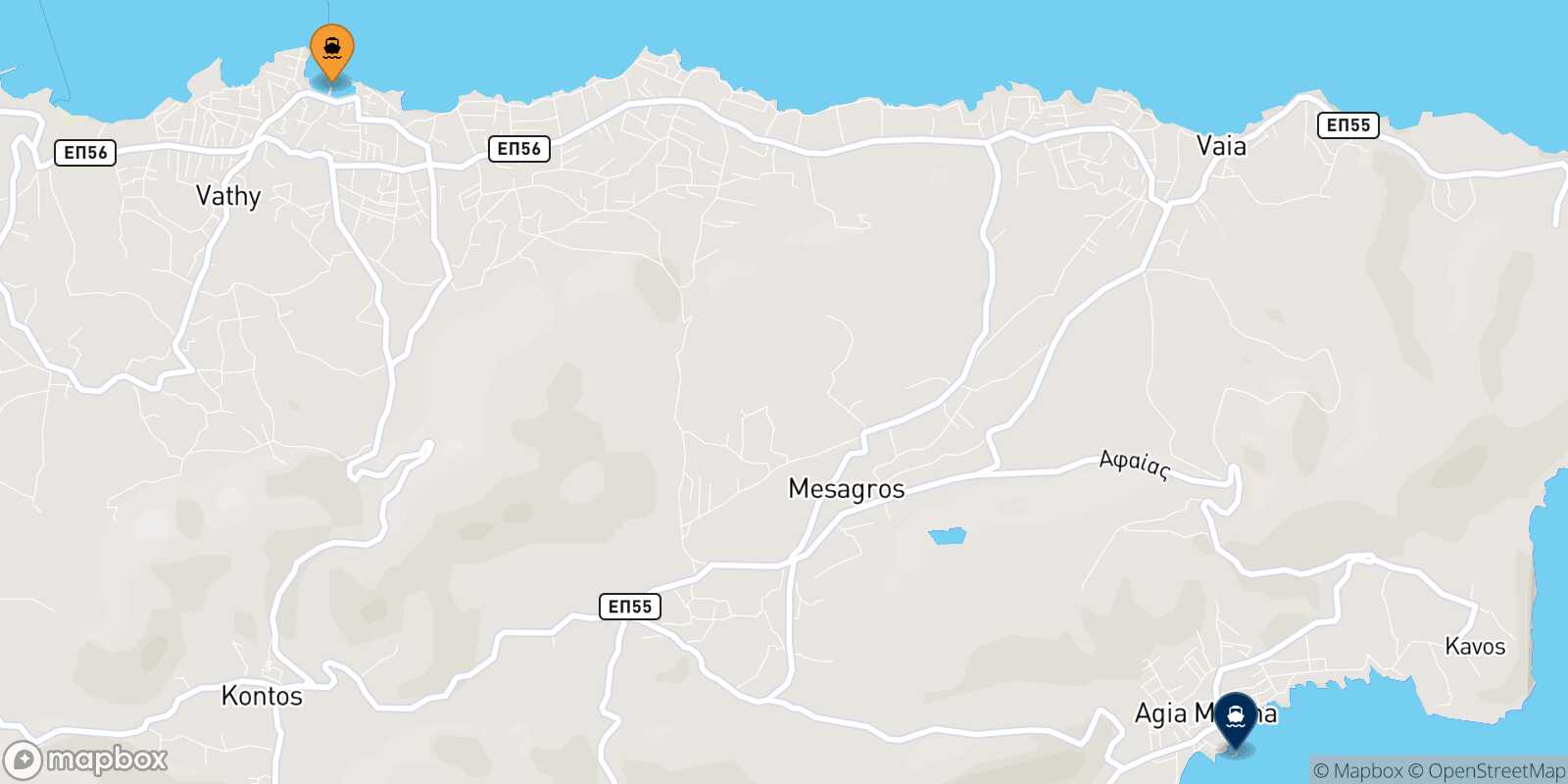 Mapa de la ruta Souvala (Aegina) Agia Marina (Aegina)