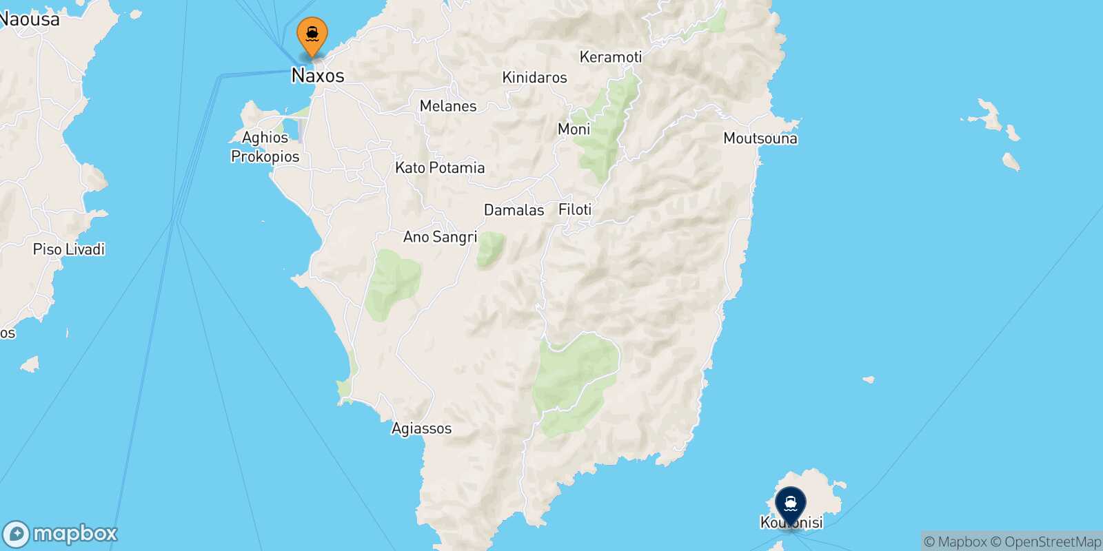 Mapa de la ruta Naxos Koufonissi