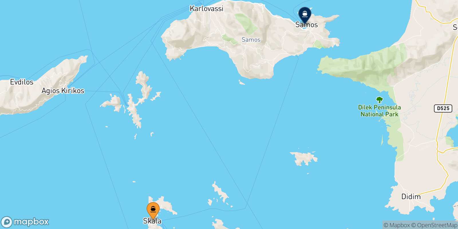 Mapa de la ruta Patmos Vathi (Samos)