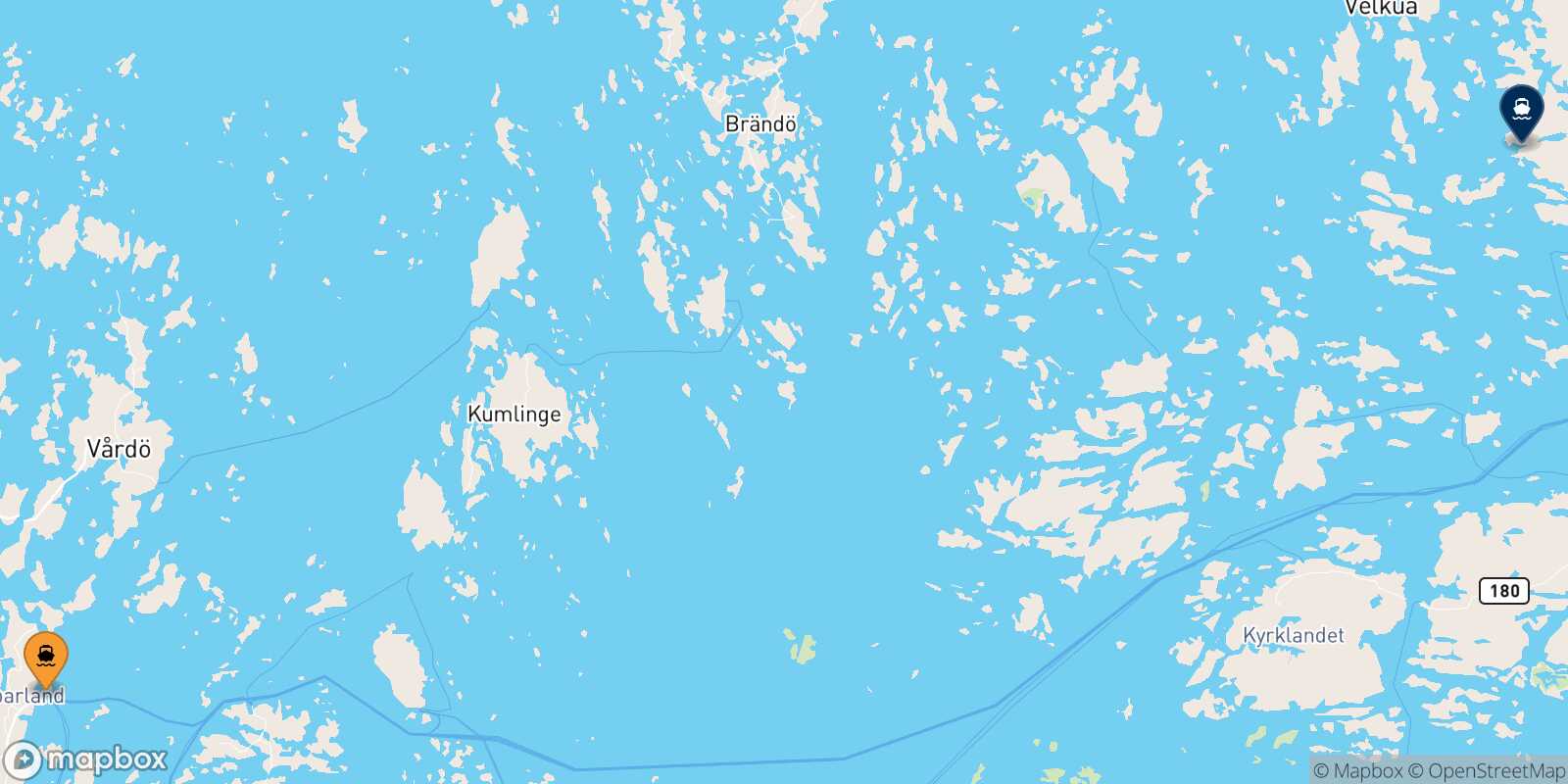 Mapa de la ruta Långnäs Naantali