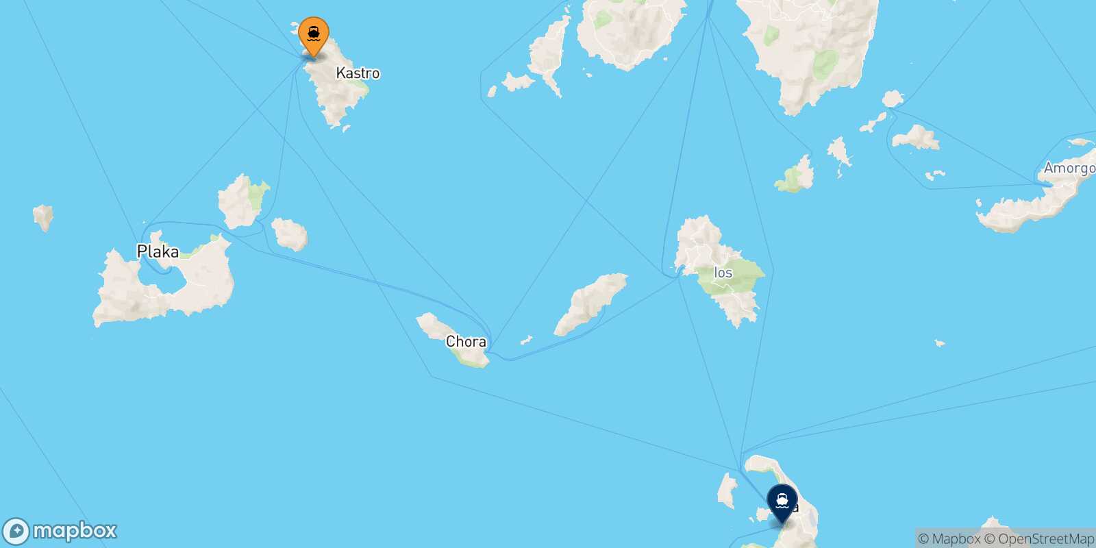 Mapa de la ruta Sifnos Santorini