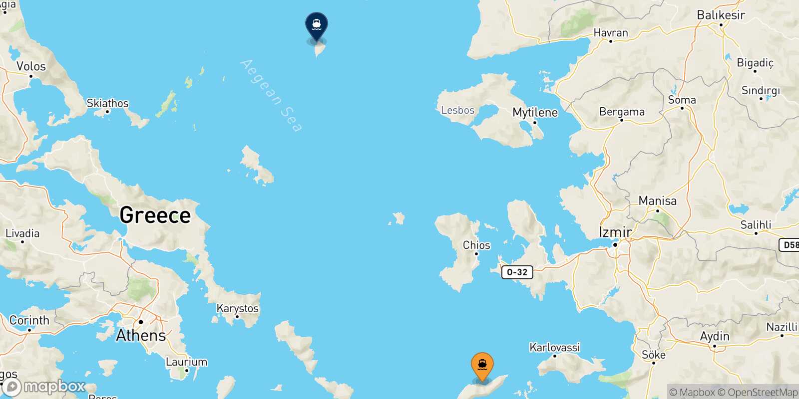Mapa de la ruta Agios Kirikos (Ikaria) Agios Efstratios
