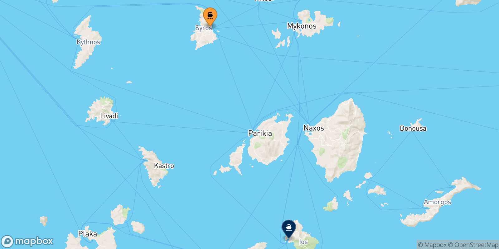 Mapa de la ruta Syros Ios