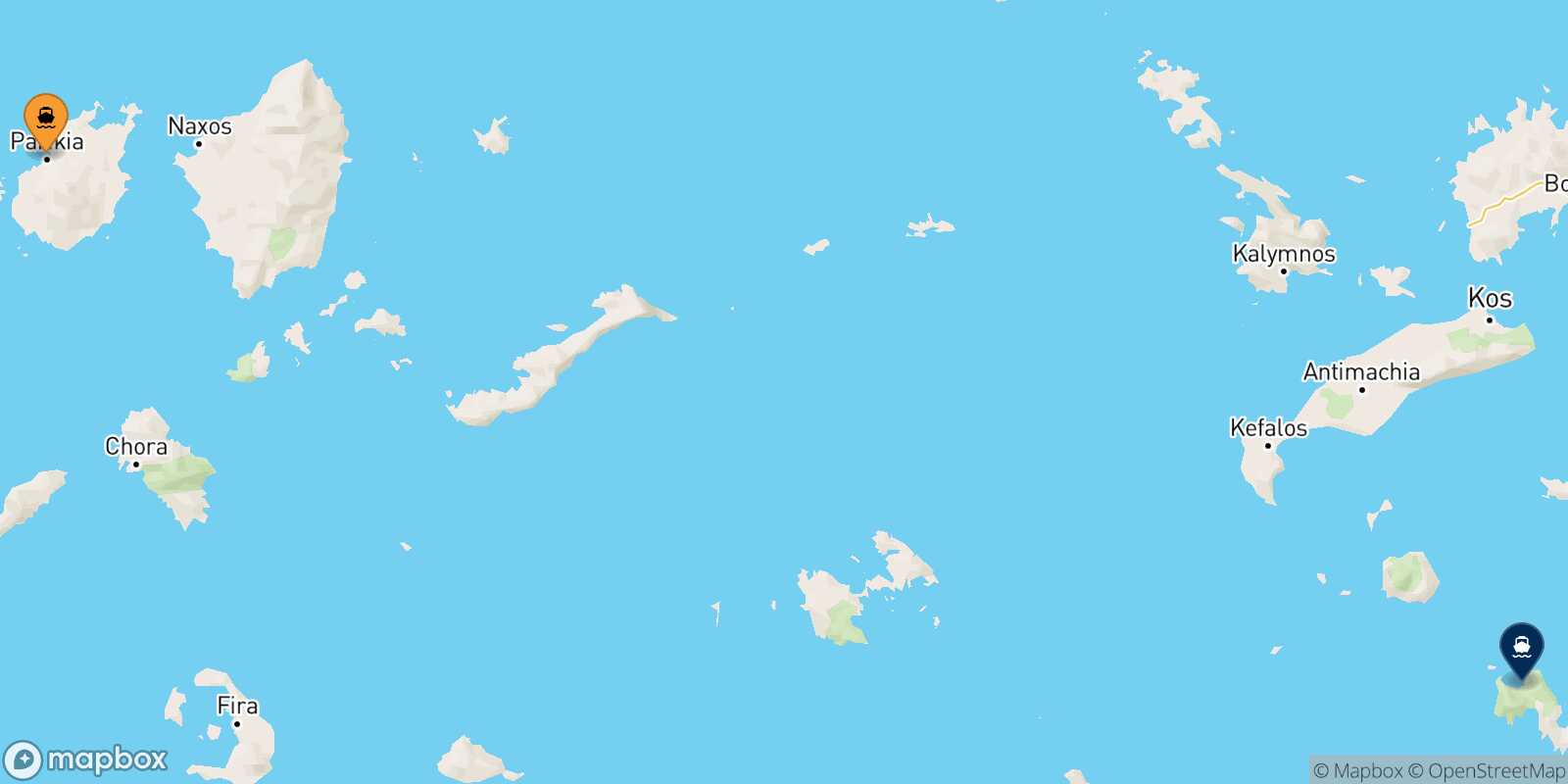 Mapa de la ruta Paros Tilos