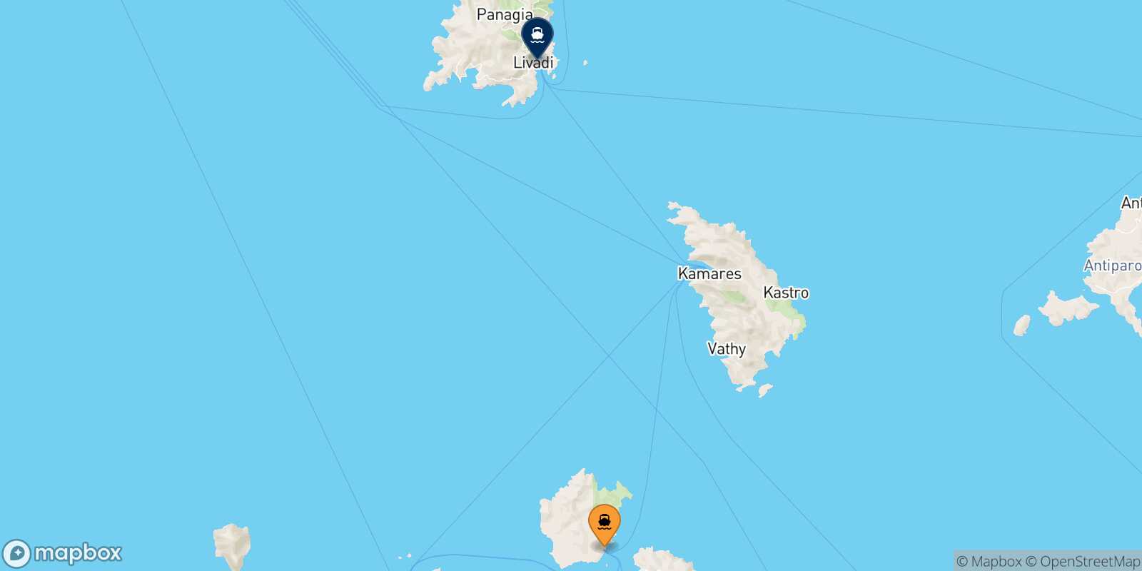 Mapa de la ruta Kimolos Serifos