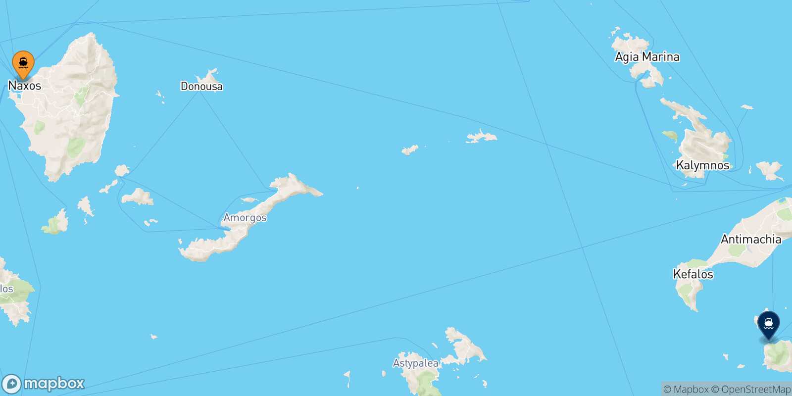 Mapa de la ruta Naxos Nisyros