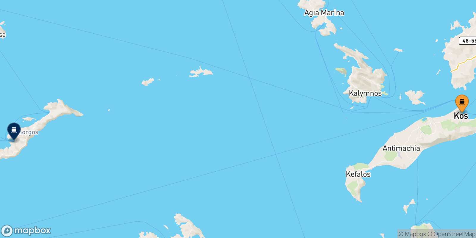 Mapa de la ruta Kos Katapola (Amorgos)