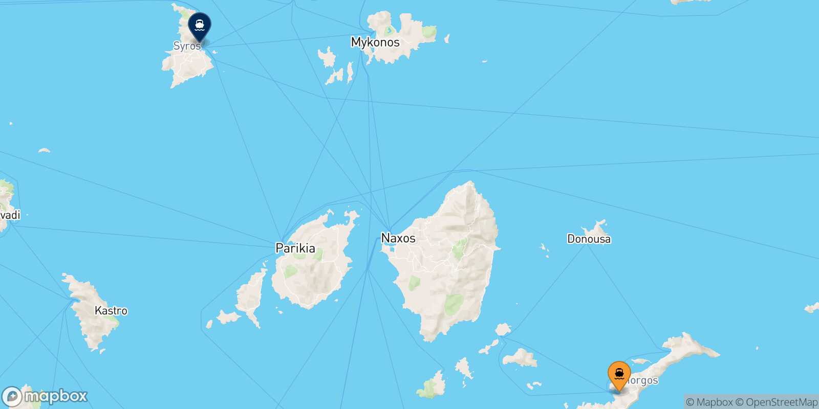 Mapa de la ruta Katapola (Amorgos) Syros