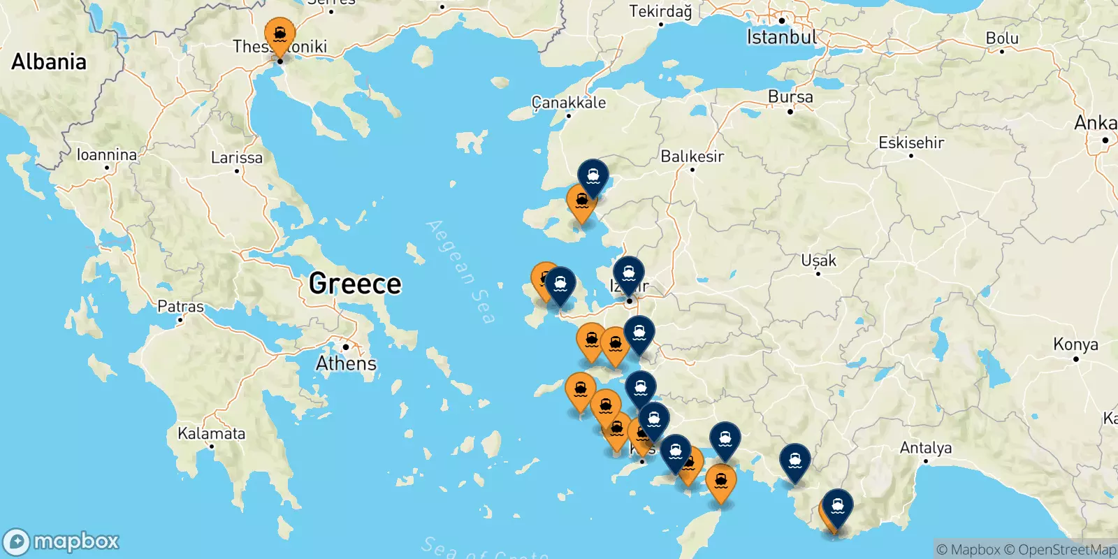 Ferries de Grecia a Turquía