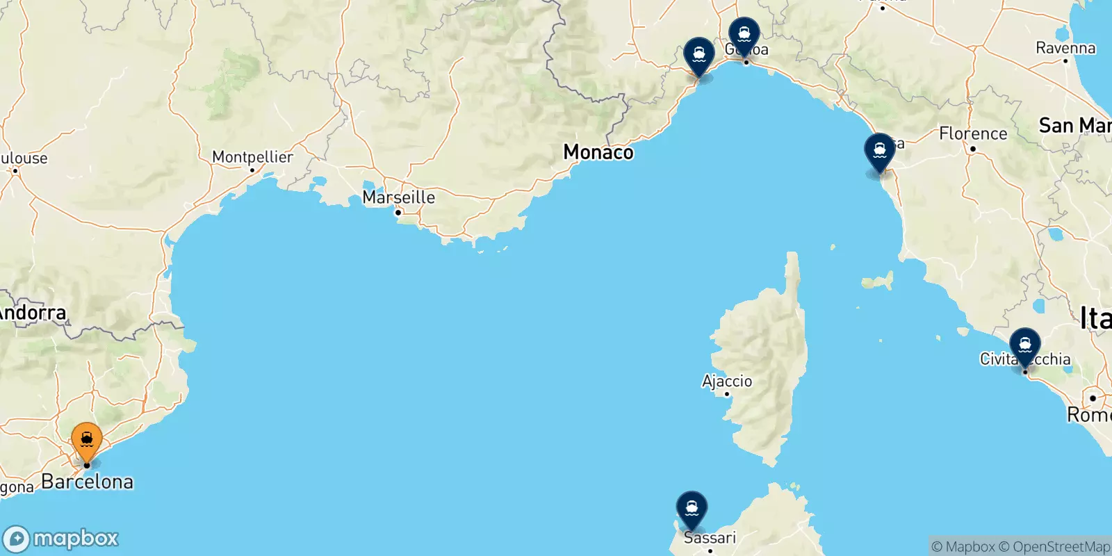 Ferries de España a Italia