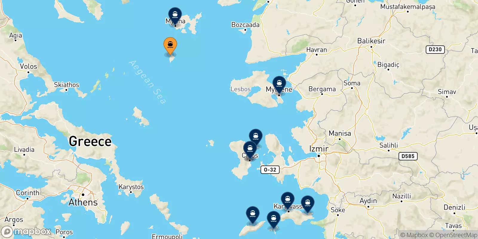 Ferries de Agios Efstratios a Islas Del Egeo