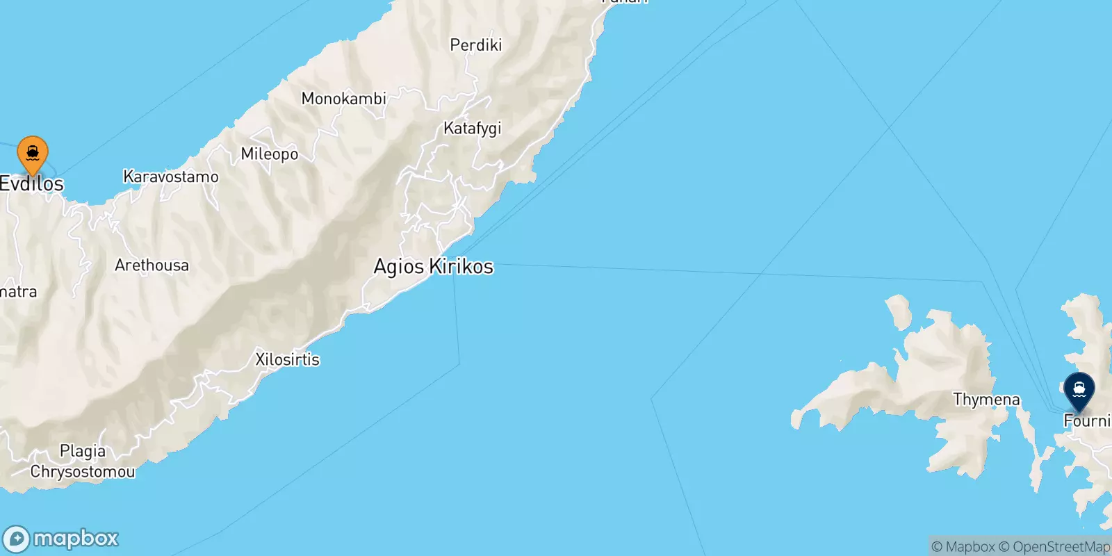 Ferries de Agios Kirikos (Ikaria) a Fourni