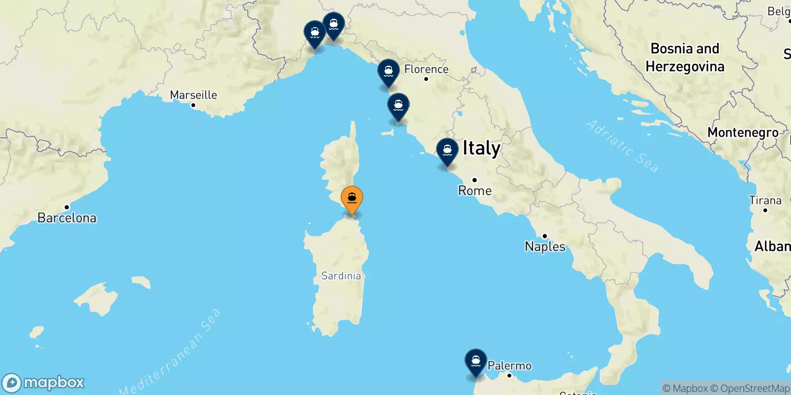 Ferries de Golfo Aranci a Italia