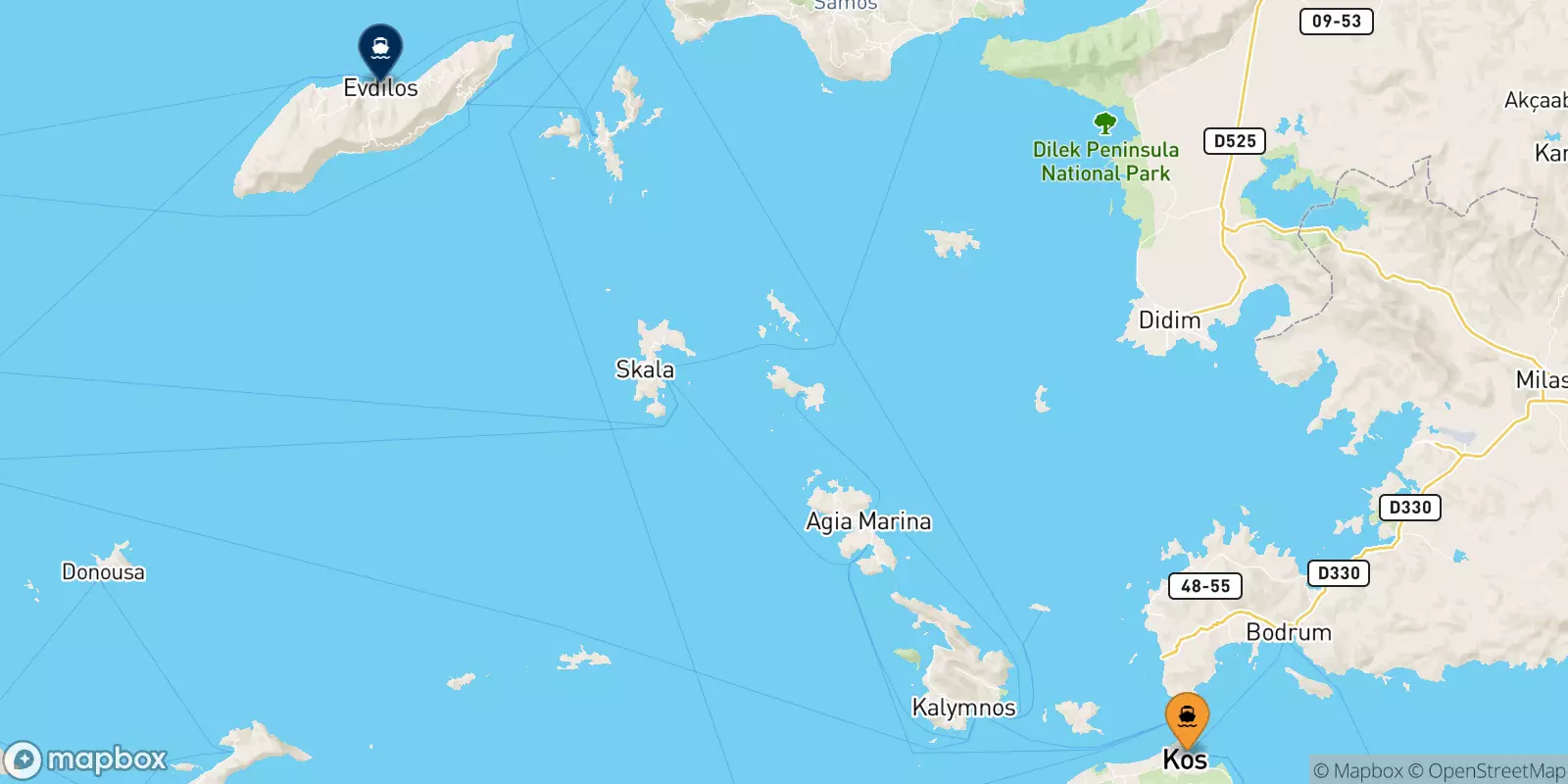 Ferries de Kos a Agios Kirikos (Ikaria)