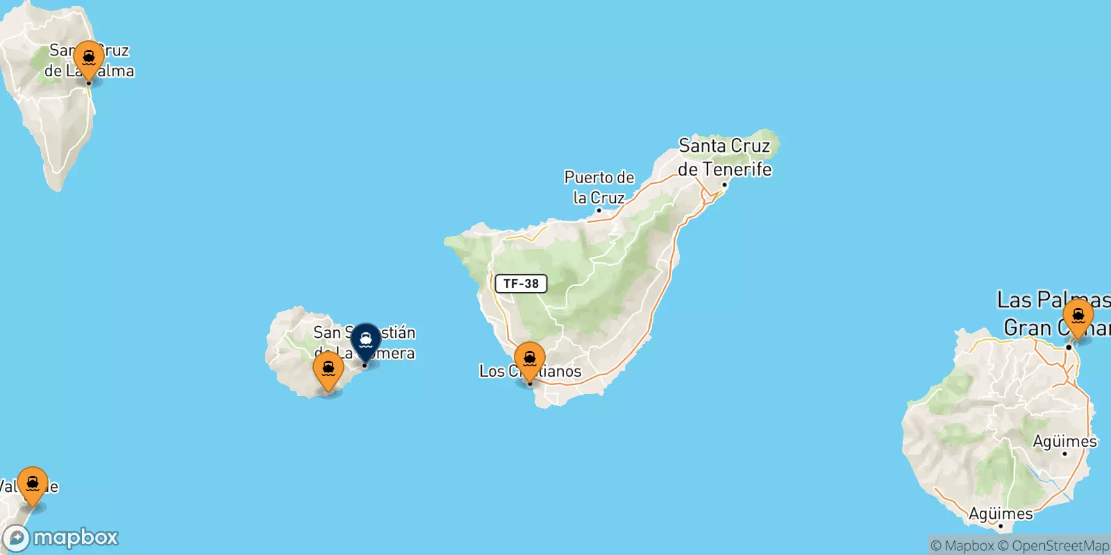 Ferries de España a San Sebastian De La Gomera