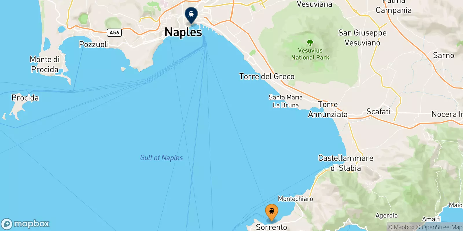 Ferries de Castellammare a Nápoles Beverello