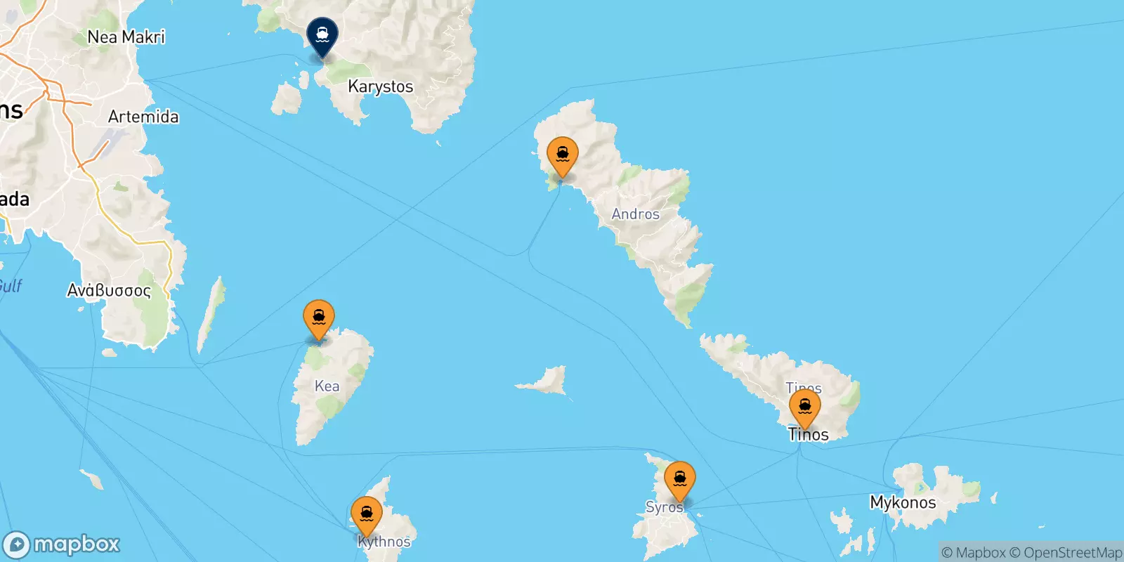 Ferries de Las Cicladas a Marmari