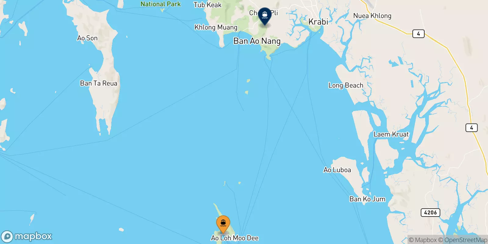 Ferries de Koh Phi Phi (Tonsai Pier) a Ao Nang (Nopparat Thara Pier)