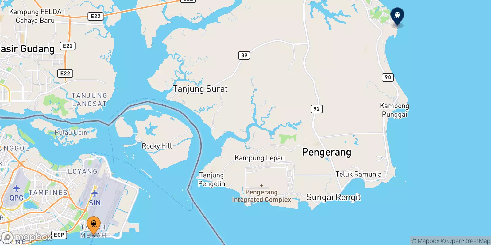 Ferries de Tanah Merah a Malasia