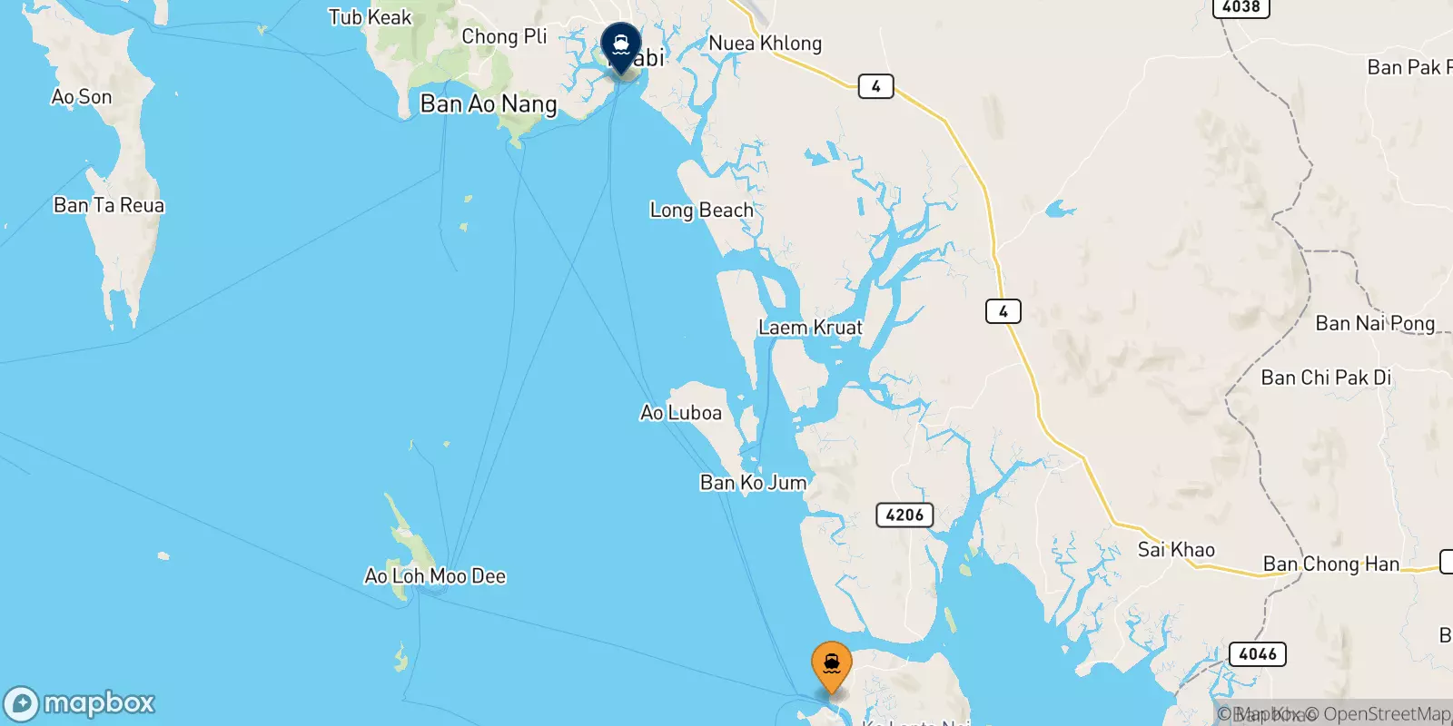 Ferries de Koh Lanta (Saladan Pier) a Krabi (Klong Jilad Pier)