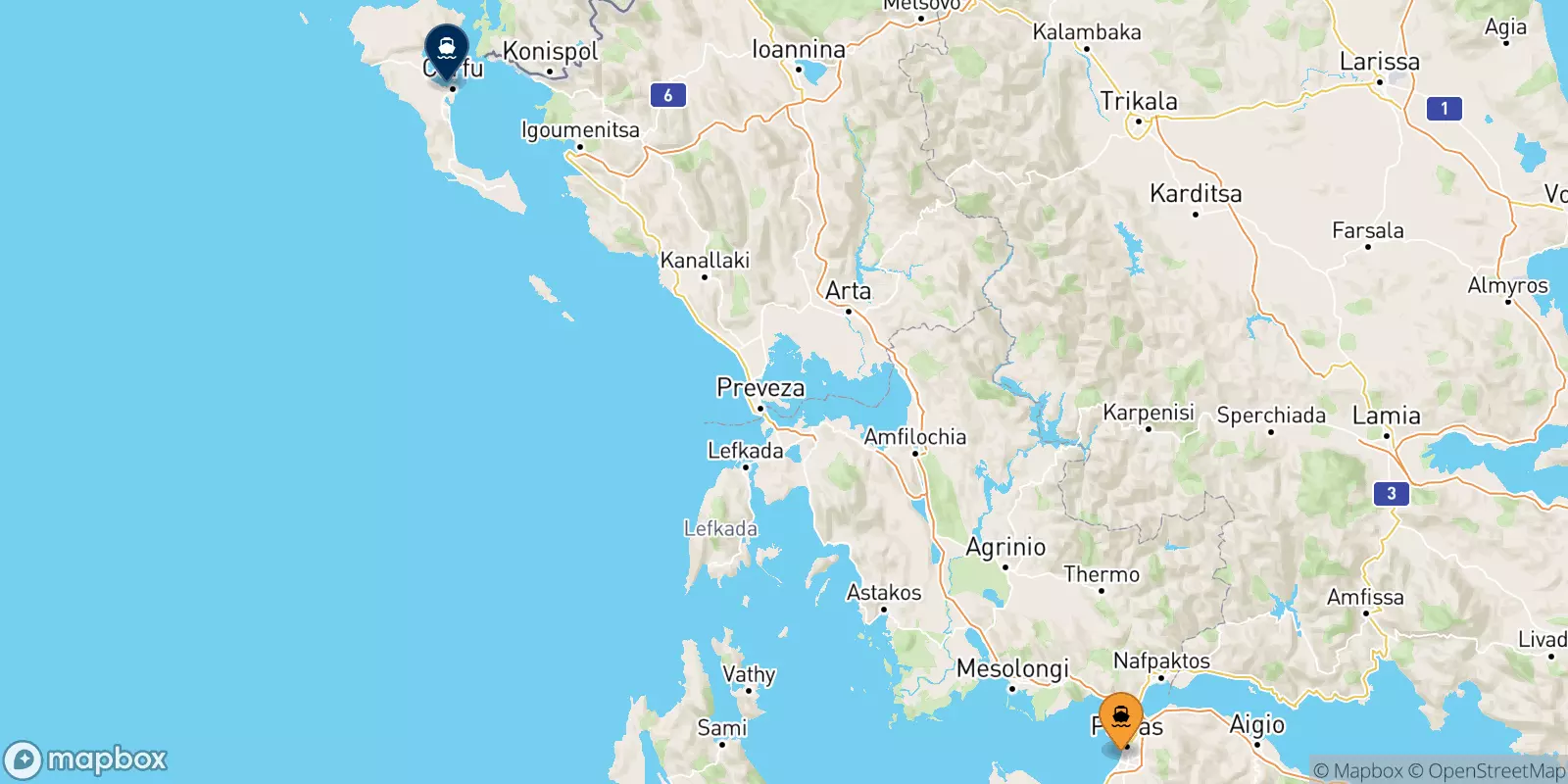 Ferries de Patras a Corfu